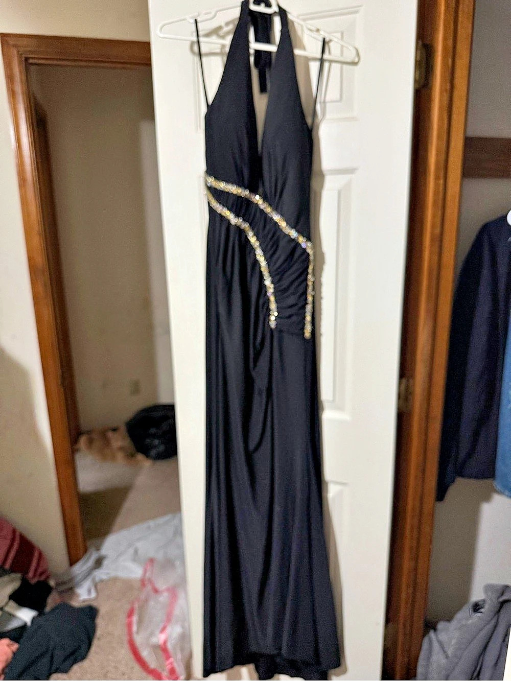 Anny Lee Black Embellished Maxi Dress Size XS